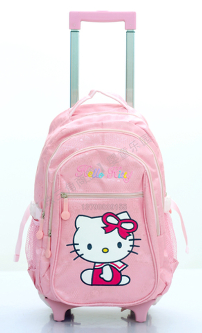 Рюкзак съемный на колесиках с аппликацией Hello Kitty