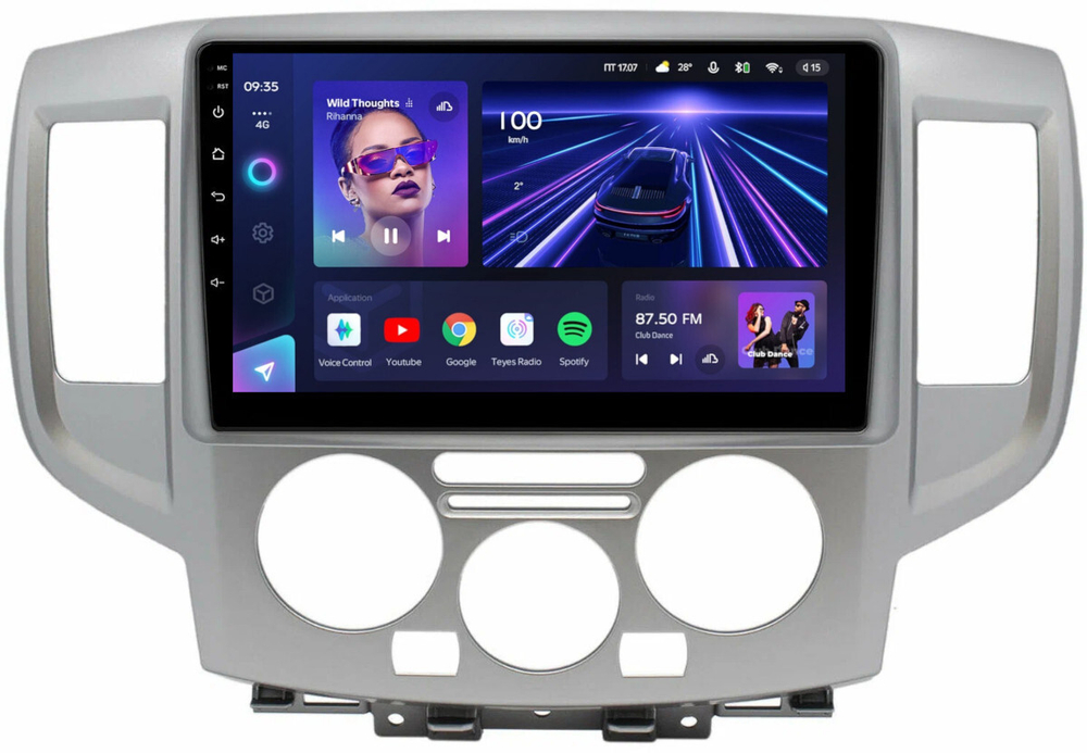 Магнитола для Nissan NV200 2009+ (рамка серебро) - Teyes CC3L монитор 9" IPS на Android 10, 8-ядер, CarPlay, 4G SIM-слот