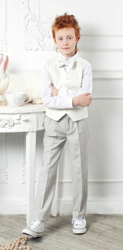 Брюки детские для мальчина широкие свободные классические классика строгие костюмные вискозные полосатые светлые кремовые бежевые прямые 122 128 размер