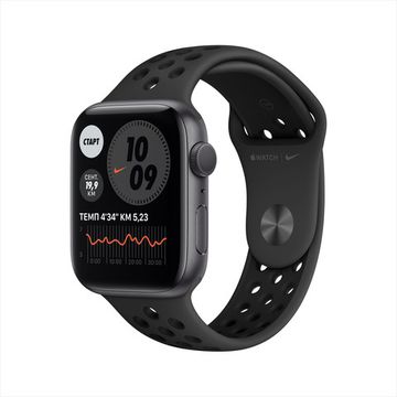 Купить Apple Watch Nike Series 6, 40 мм, корпус из алюминия цвета «серый космос», спортивный ремешок Nike цвета «антрацитовый/чёрный»