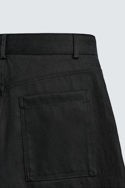 ZARA БРЮКИ BARREL FIT ИЗ ЛИОЦЕЛЛА И ХЛОПКА, ЧЕРНЫЙ