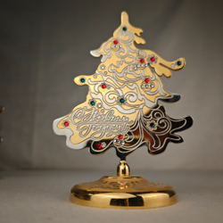 Елка сувенирная "С Новым годом!" с фианитами (Златоустовская гравюра)