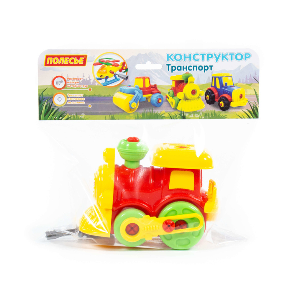 77134/Конструктор-транспорт "Паровозик" (25 эл) (в пакете)255x117x220мм/5