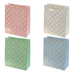 GAEM Пакет подарочный M (бумага 210г/м2, блок микс 12шт), L26 W12 H32 см, 4в.