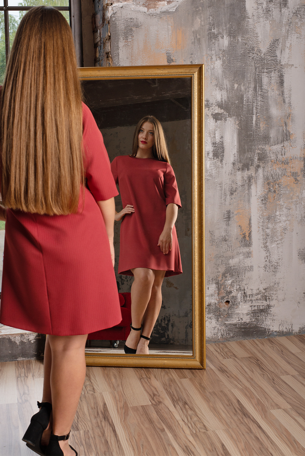 Офисное платье 1518ЛП, полоска #184Пз051518ЛП