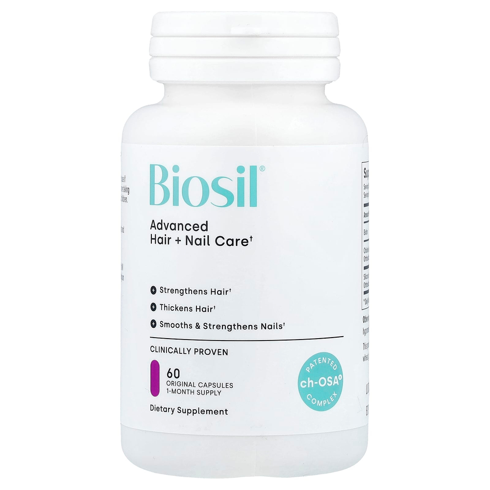 Biosil, улучшенная формула для ухода за волосами и ногтями с биотином, 60 оригинальных капсул