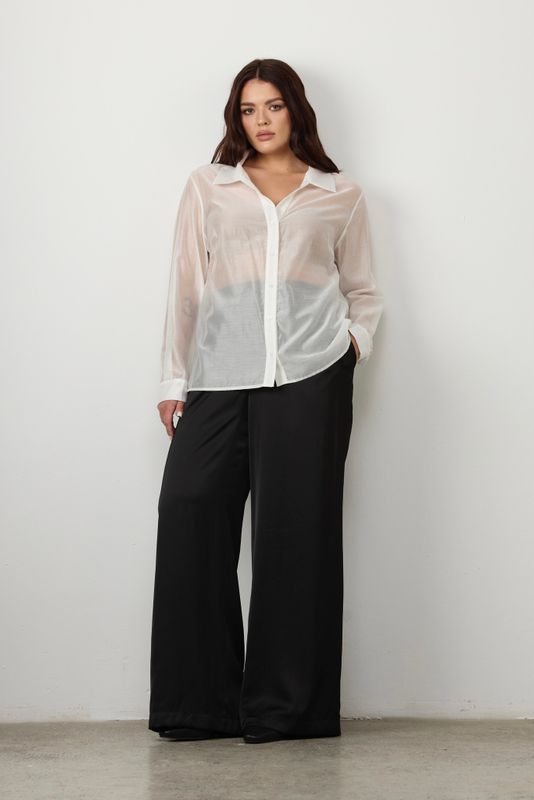 Блузка из тенселя с отложным воротником, белый