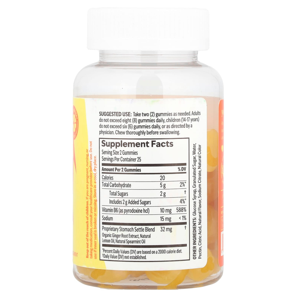 UpSpring, Stomach Settle®, жевательные таблетки с лимоном и имбирем, 50 веганских жевательных таблеток
