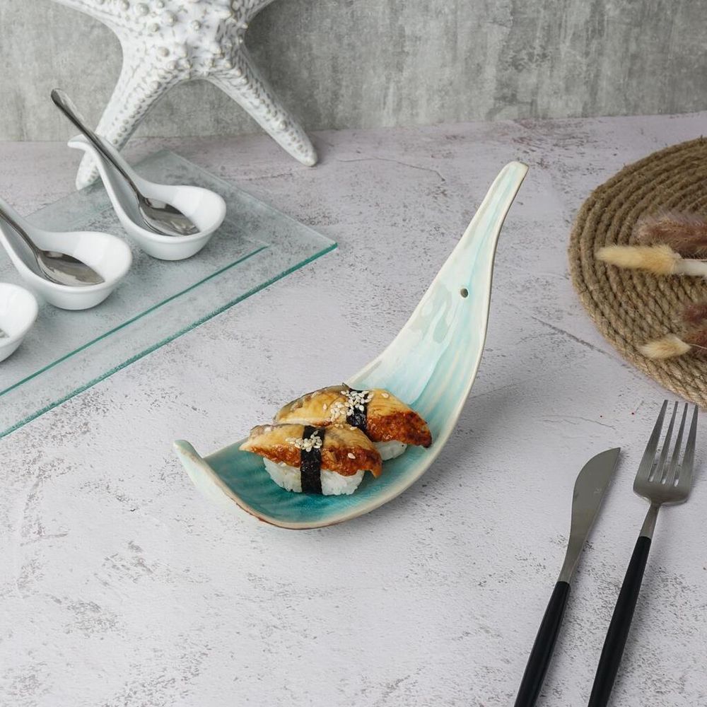 Блюдо для подачи 21*7,4 см h13,5 см Sea Blue Leaf Frutti di Mare P.L. [1]