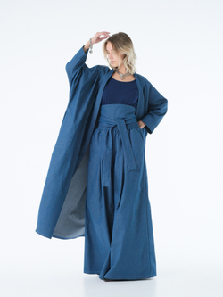 Юбки -брюки /джинс /синий( кушак продается отдельно )