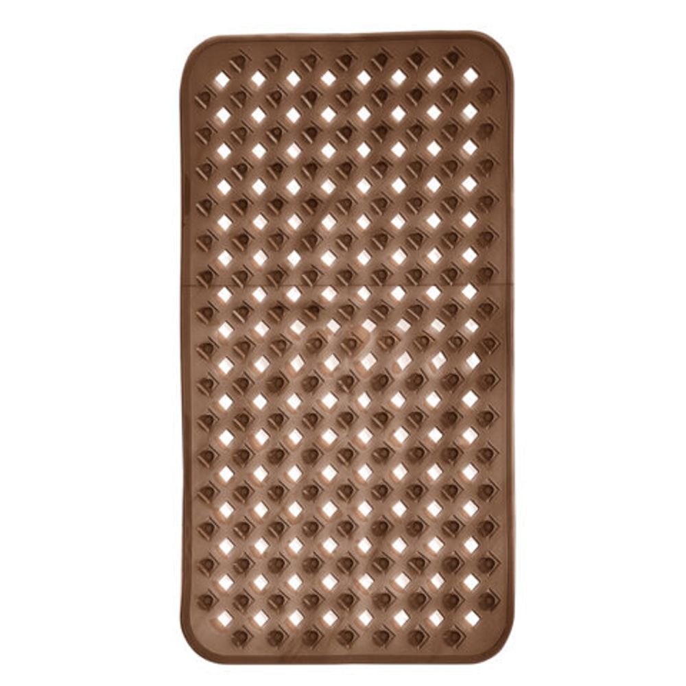 Коврик для ванны противоскользящий 70х40 см, "Квадраты", прозрачно-коричневый, ПВХ, PRIMILA (ПРИМИЛА), 700367