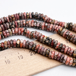 Риолит бусины, рондель, размер около 1,8-2,5*5,5-6 мм, цена за отрезок 19 см (1/2 нити)