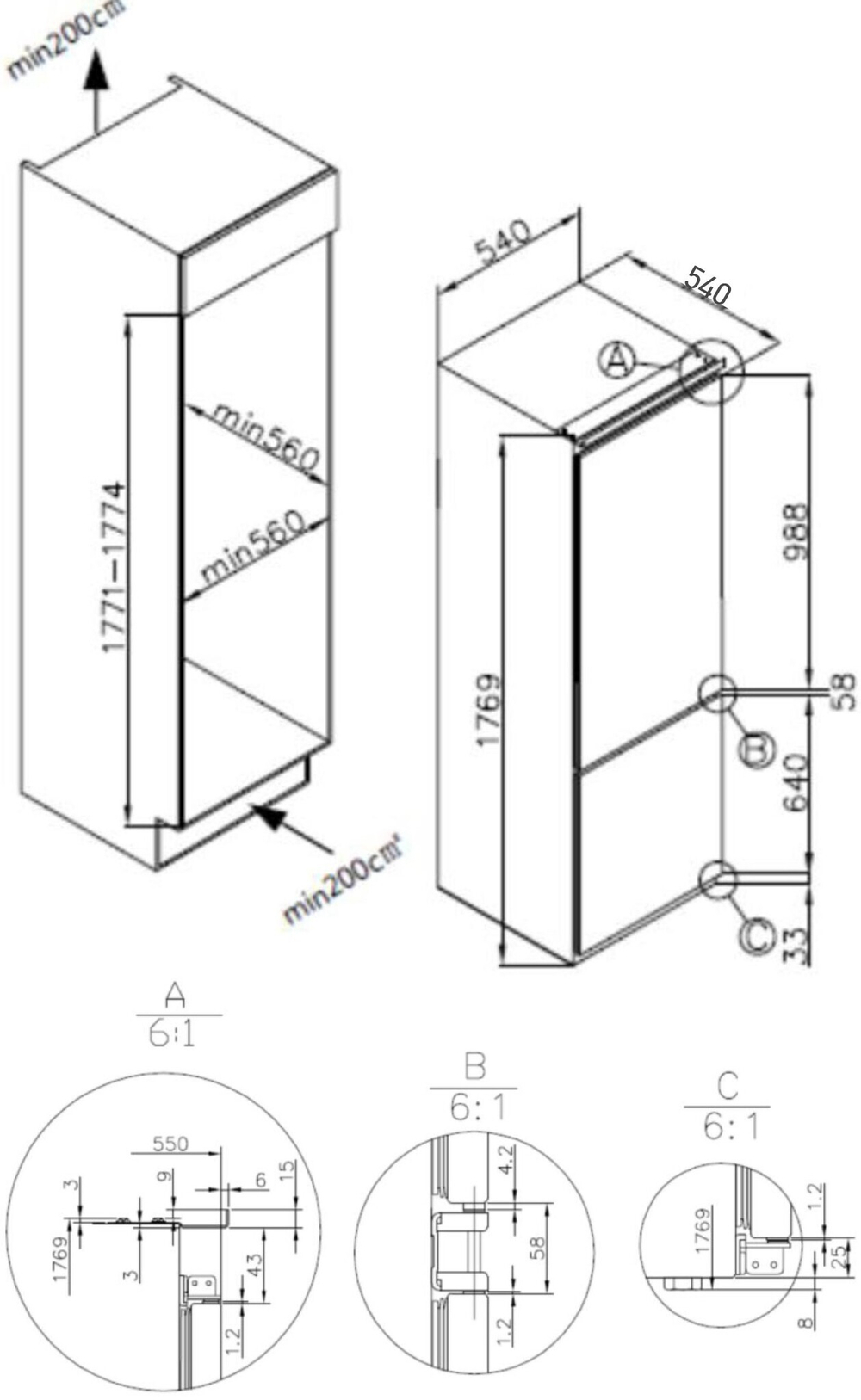 Встраиваемый холодильник Meferi MBR177 COMBI NO FROST POWER фото 20