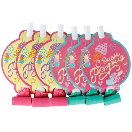 Языки-гудки С ДР "Мороженое" 6 шт