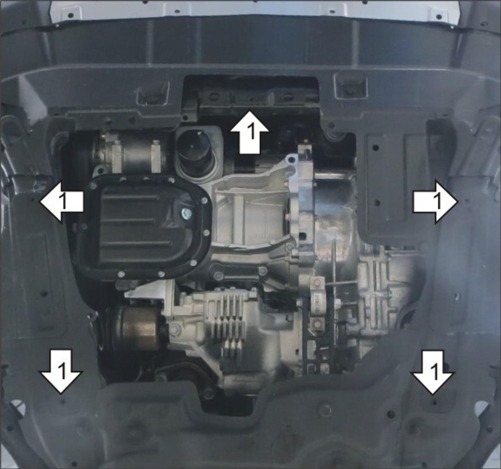 Усиленная защита Motodor картера двигателя, кпп. 2 мм, сталь. для Haval F7 2019-,H6 2015-2020,вкл Coupe 2017-2020, F7x 2019- арт.73105