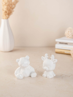 Набор статуэток мишки и оленёнка на подставке