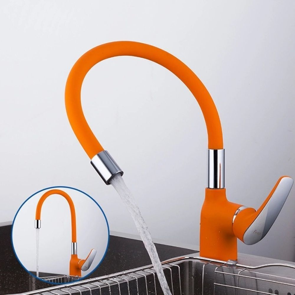 Смеситель для кухни, Frap, гибк излив, с картриджем, оранж, F4453-02