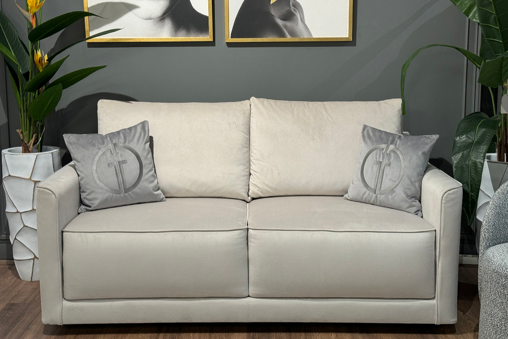 Диван Garda Decor Портофино (Portofino) 180 двухм раскл с кантом св-серый Colt030+Colt025