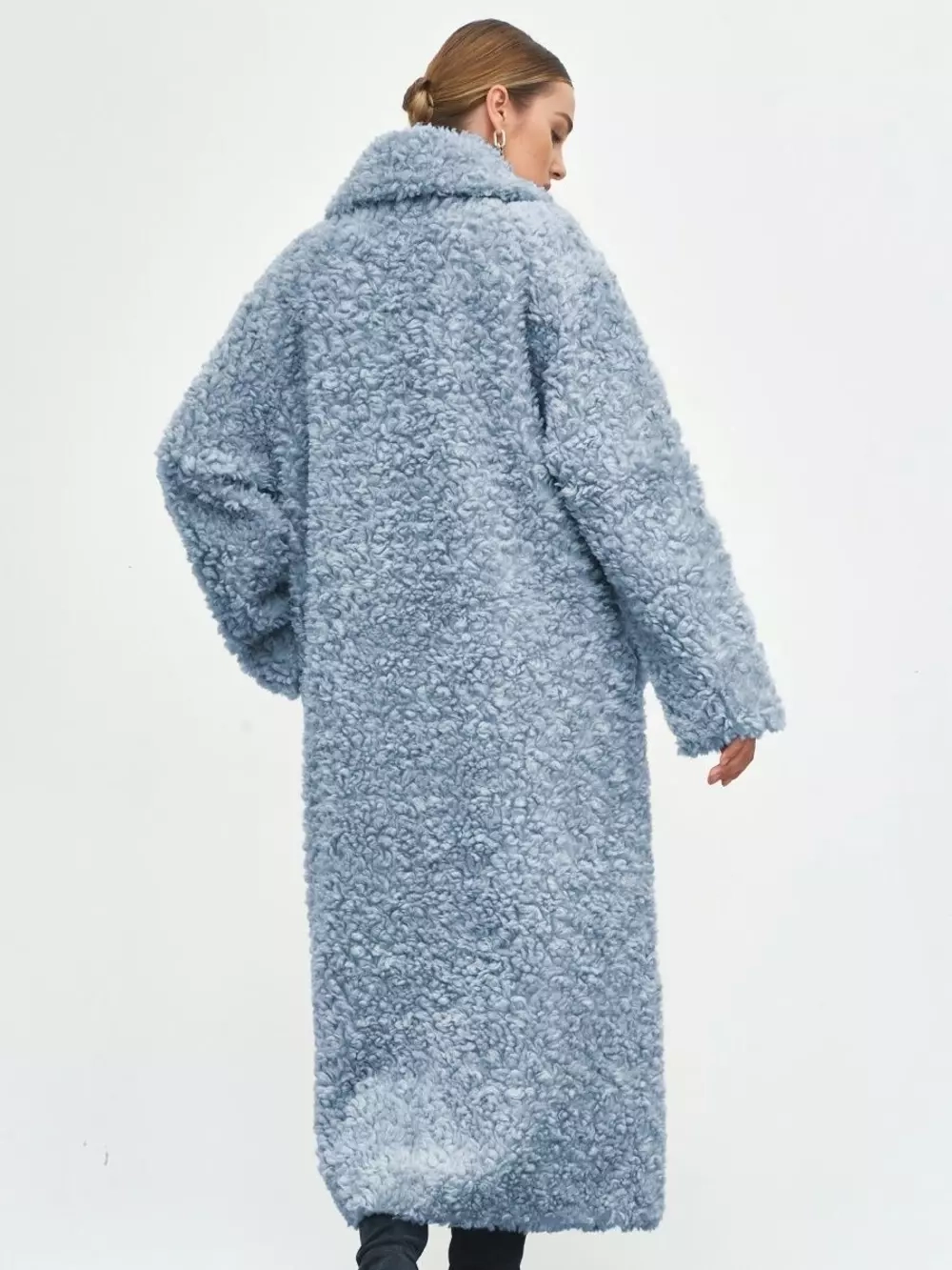 Шуба чебурашка длинная из овечьей шерсти, SilverFox (арт.S1072rm09bz)