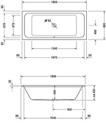 Ванна прямоугольная Duravit D-Code 180x80 акриловая 700101 00 0 00 0000