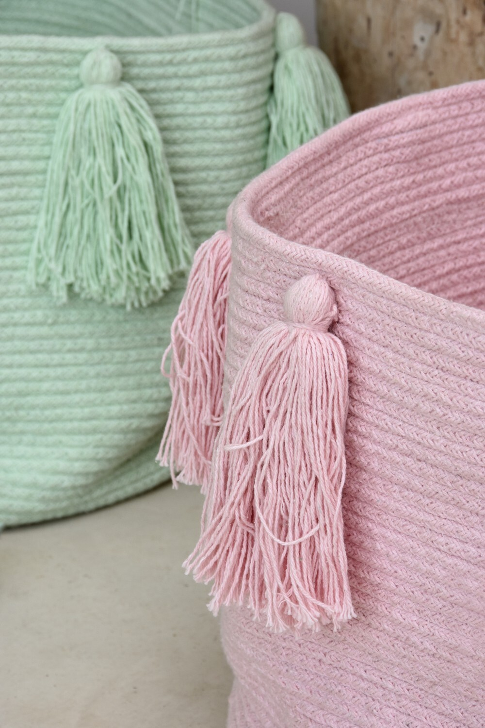 Корзина Lorena Canals Tassels Pink (30 x Ø45 см)