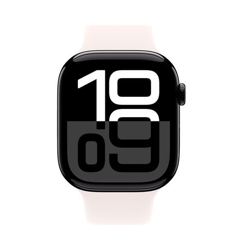 Умные часы Apple Watch Series 10 GPS, 46mm, Jet Black Aluminium Case with Sport Band S/M, Light Blush (Черный)