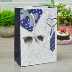 Пакет бумажный 14*20*7см с ручками, с тиснением "Мужской" микс 49