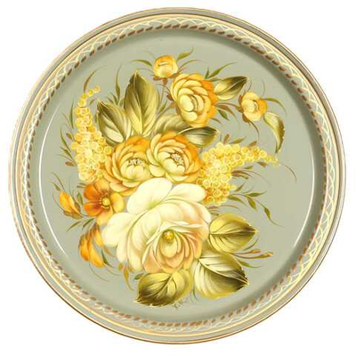 Жостовский поднос декоративный, размер 22 см (A5), металлический