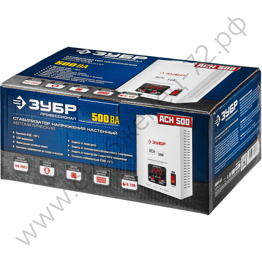 ЗУБР 500ВА 0,5кВт, Автоматический стабилизатор напряжения, Профессионал (59385-0.5)