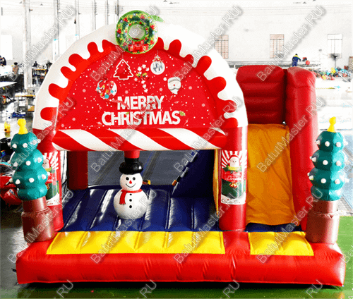 Коммерческий надувной батут "Рождественский" с крышей