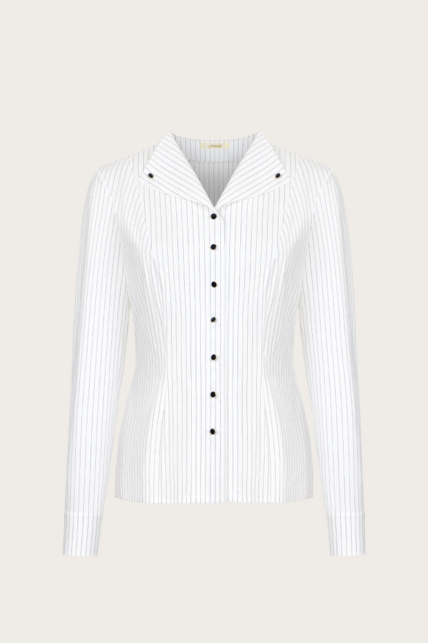 БЛУЗА ИЗ ХЛОПКА С ДЕКОРАТИВНЫМИ ПУГОВИЦАМИ