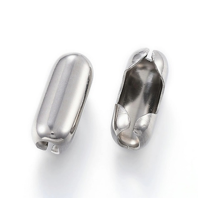 w166 Застежка для цепочки с шариками до 4мм, 13*5,5мм, нерж. сталь, шт