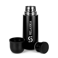 Термос Relaxika 101 (0,35 литра), черный (стикерпак "Красоты России")