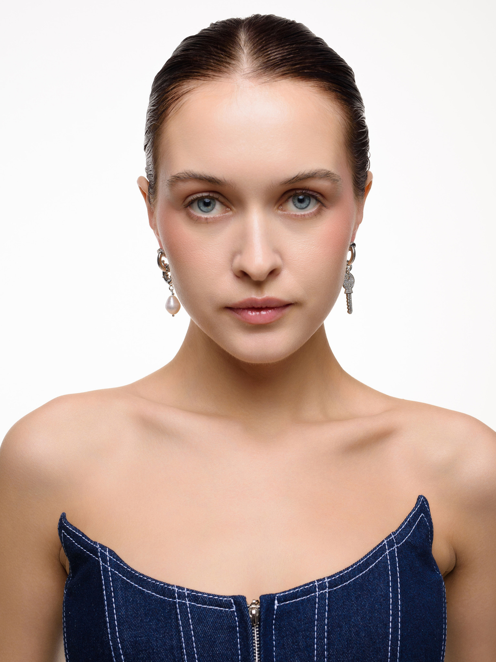 Серьги "Pearl Key Brutal" Silver