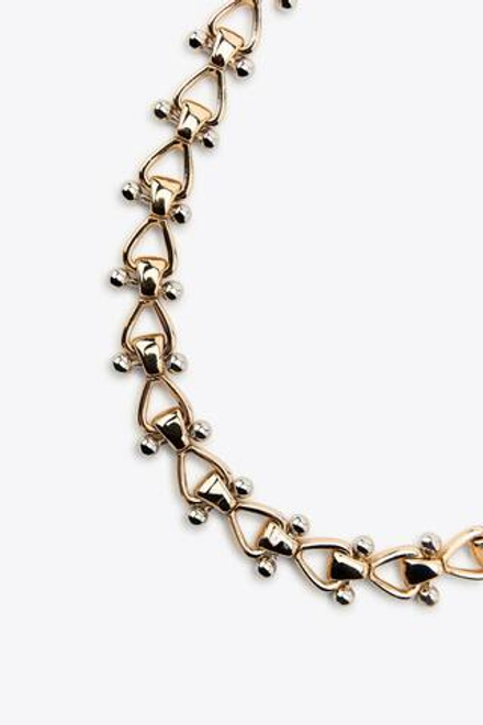 ZARA КОМБИНИРОВАННОЕ ОЖЕРЕЛЬЕ ИЗ МЕТАЛЛИЧЕСКИХ ДЕТАЛЕЙ, ЗОЛОТИСТЫЙ