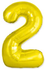 Шар (40''/102 см) Цифра, 2 Slim, Золото, 1 шт.