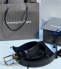 Двусторонний мужской ремень ZEGNA, 3,5 мм, чёрный