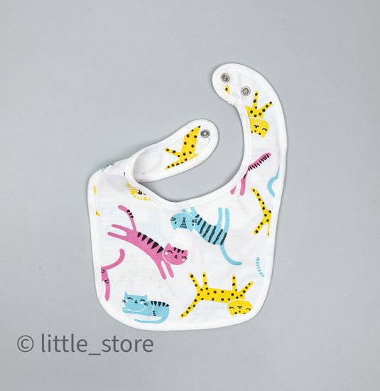 Нагрудник хлопковый "Цветные котята" на сахаре