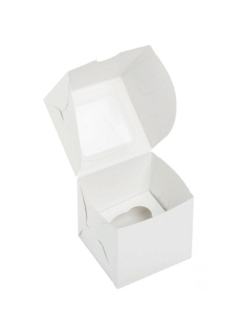 Коробка для капкейков 1 шт с окошком 100*100*100 мм (белый)