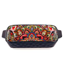 Блюдо для запекания "Arabesque" (синий) 22,5*12,5см v=600мл. (фарфор) (min9) (транспортная упаковка)