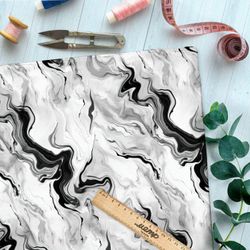 Ткань премиум атлас серо-черные разводы