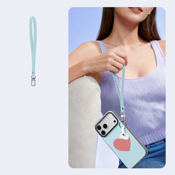 Чехол синего цвета (Love Edition) для смартфона iPhone 17 Pro, серия Luvy Series (со съемным ремешком) от Dux Ducis