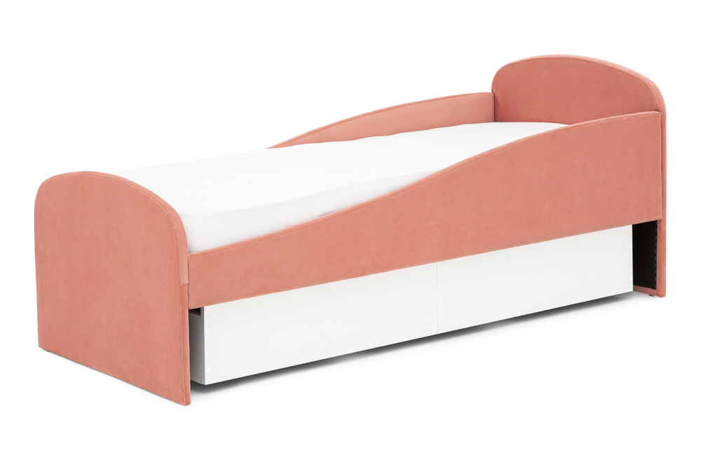 Детская мягкая кровать с ящиком Бельмарко Letmo пудровый велюр