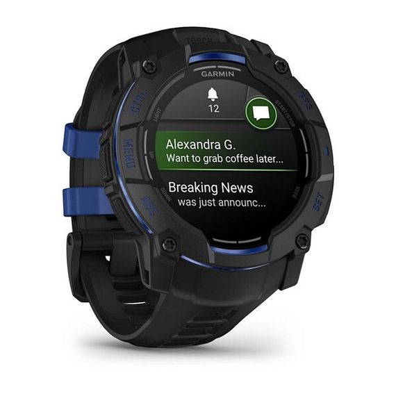 Умные часы Garmin Instinct 3 Amoled 50 mm Black with Black/Bolt Blue Band (010-03020-03)