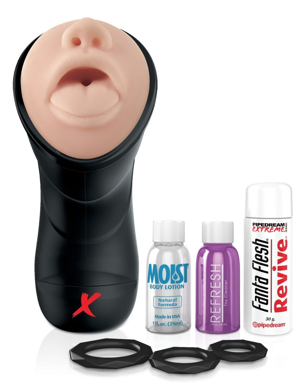 Мастурбатор-ротик Deep Throat Vibrating Stroker (Цвет: телесный с черным)