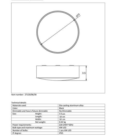 Потолочный светодиодный светильник Lucide Rayen 27120/06/30
