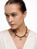 Колье "Mix marine animals" с тигровым глазом Silver