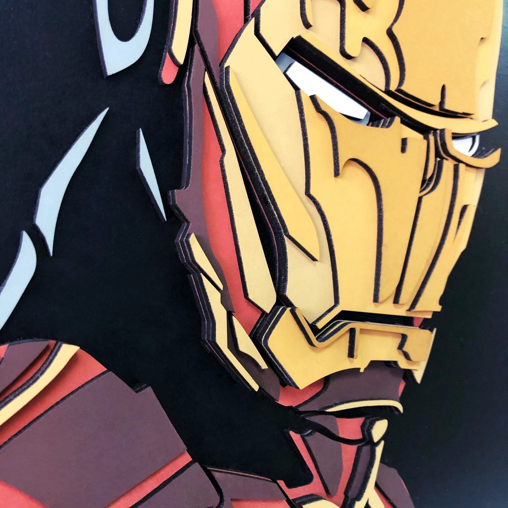 Железный человек от SamCraft - сборная 3D картина из дерева своими руками, герой из комиксов MARVEL