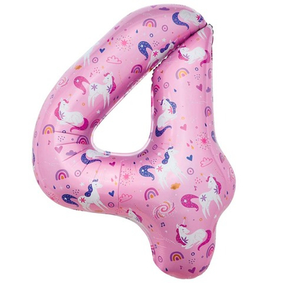 Цифра 4 "Волшебные единороги" (34''/86 см)