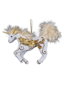 Елочная игрушка Единорог 6х15х28см ChristmasDeLuxe золото